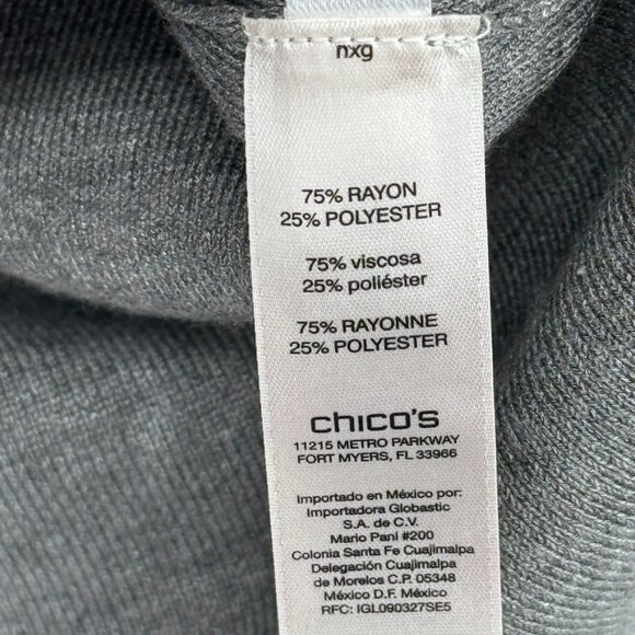 Chicos 3 womens Gray rachel Turtleneck Sweater long sleeve Size XL rayon - Picture 5 of 12